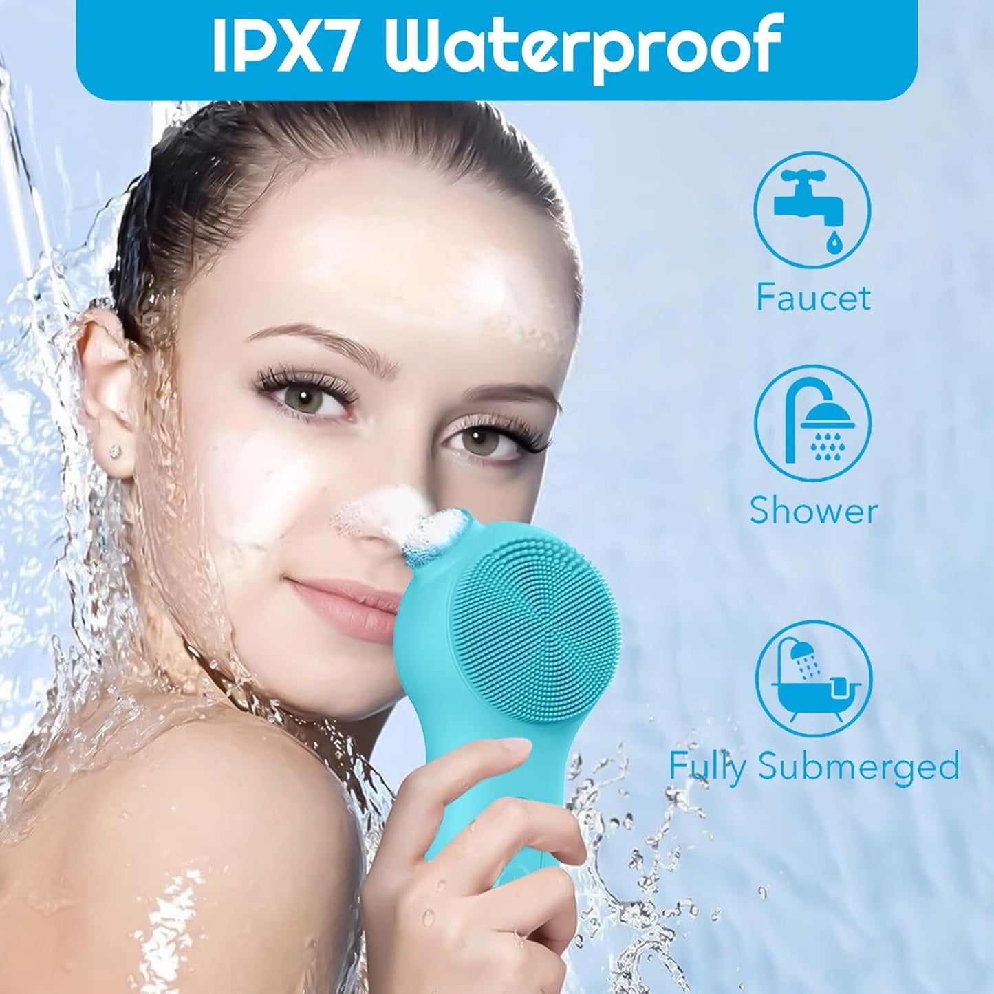 Landmore Silicone Face Scrubber, Waterproof Facial Cleansing Brush