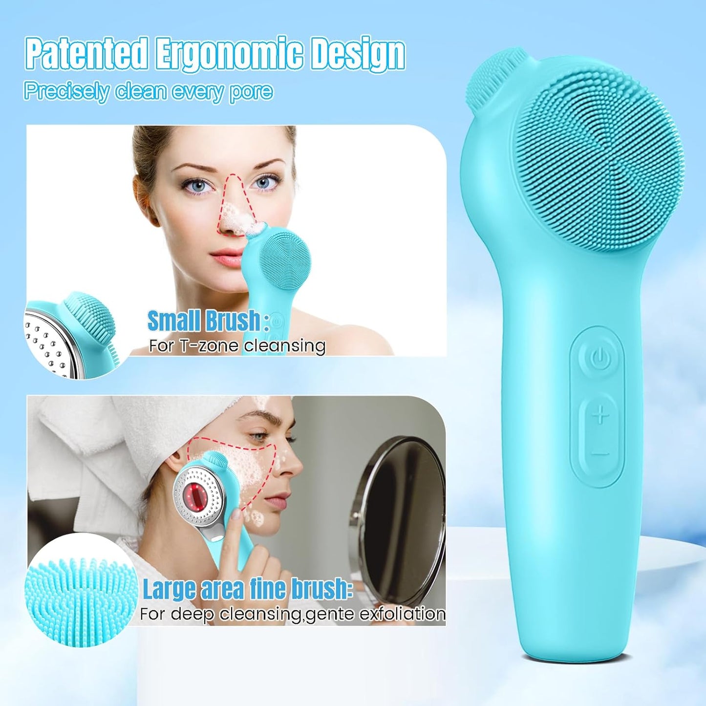Landmore Silicone Face Scrubber, Waterproof Facial Cleansing Brush