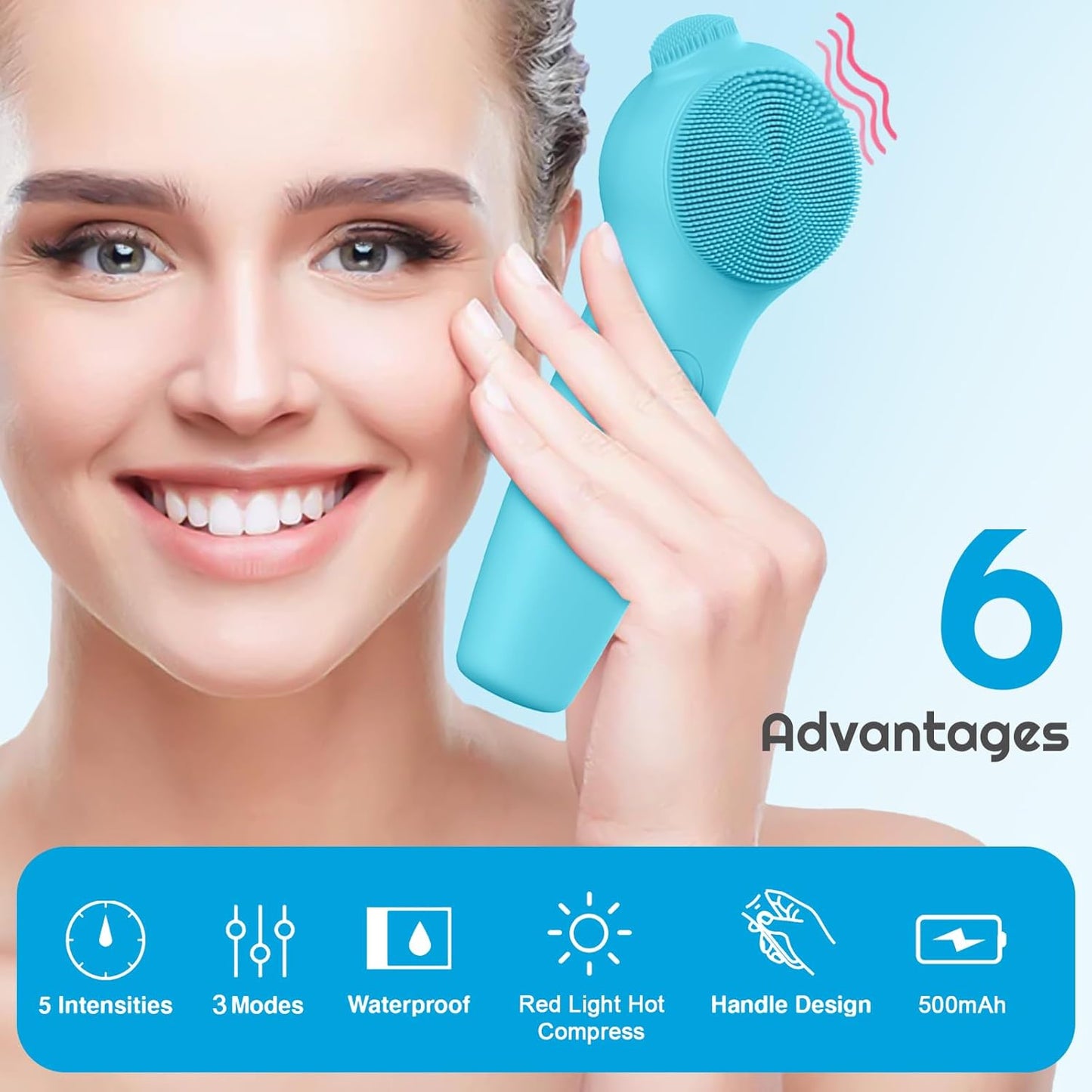 Landmore Silicone Face Scrubber, Waterproof Facial Cleansing Brush