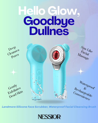 Landmore Silicone Face Scrubber, Waterproof Facial Cleansing Brush